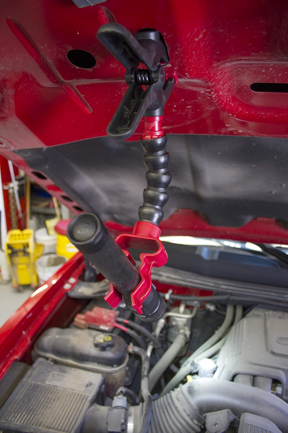 Lisle 70450 Flashlight Holder with Clamp, Black, Red