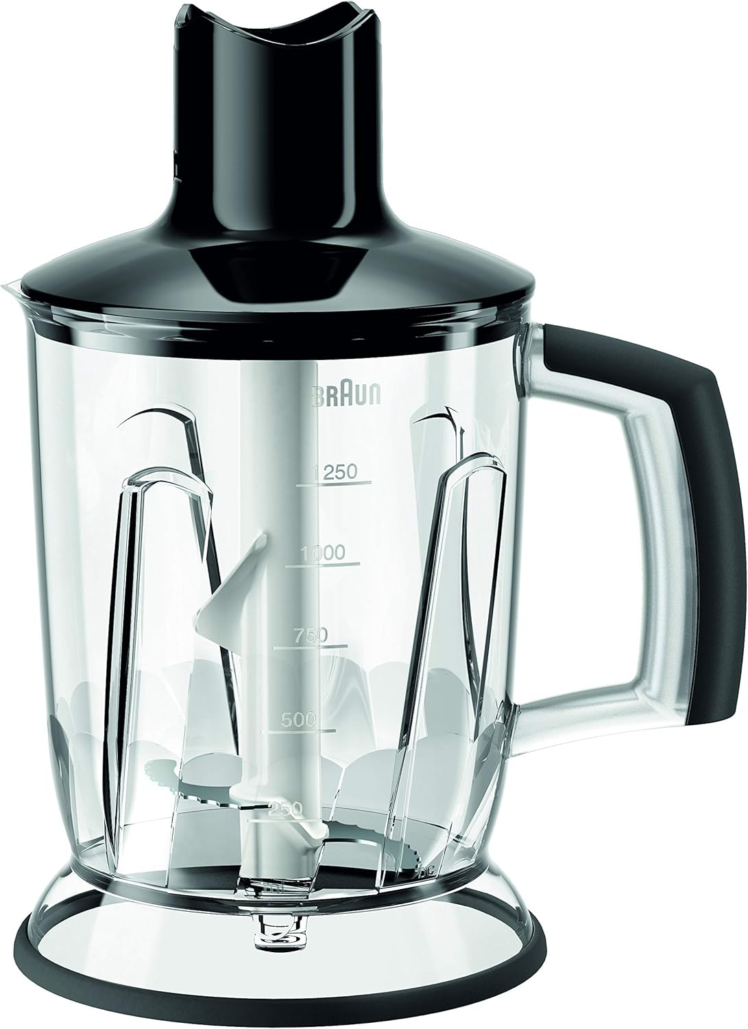 Braun 3-In-1 Blender Attachment MQ40BK, Mixer, Chopper and Ice Crusher Attachment for Hand Blender, Compatible with Braun Multiquick MQ3, MQ700, MQ5, Easyclick System, Capacity 1.25 L, Black