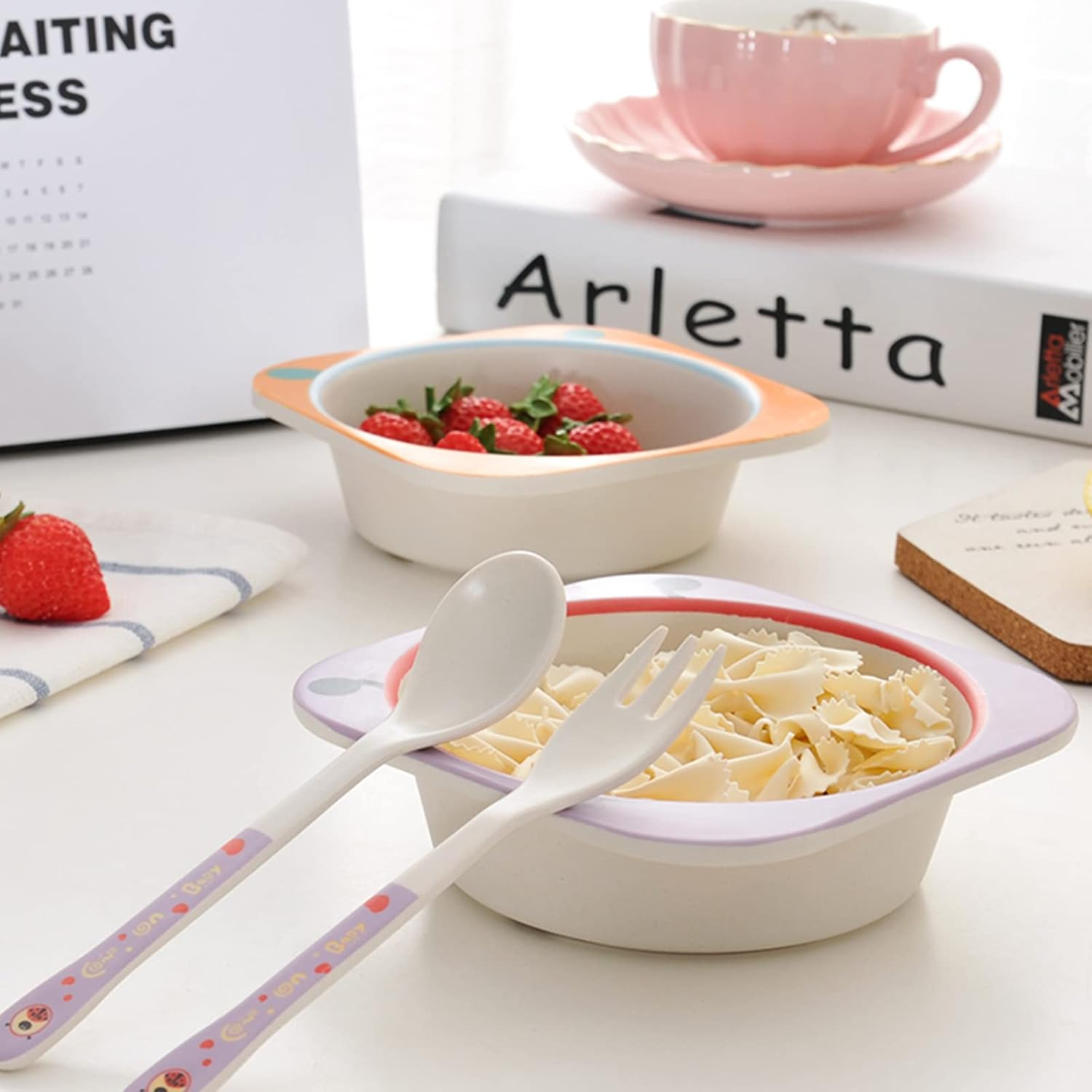 Lyellfe 6 Pack Bamboo Bowls, 10 Oz Unbreakable Bowl, Fun Bowl Tableware Cereal Bowls for Soup Noodle Pasta, BPA Free, Dishwasher Safe image number 1