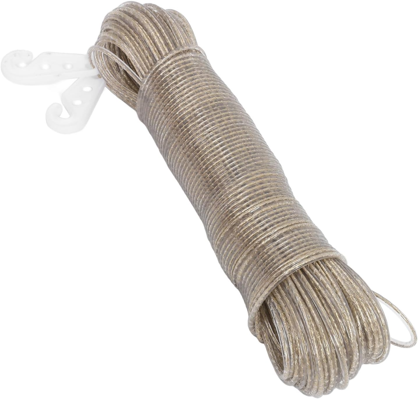 Luxshiny 50M Heavy Duty Steel Core Clothesline: Extra Strong Clothesline Wire for Outdoor Garden Use - with 2 White Hooks image number 6