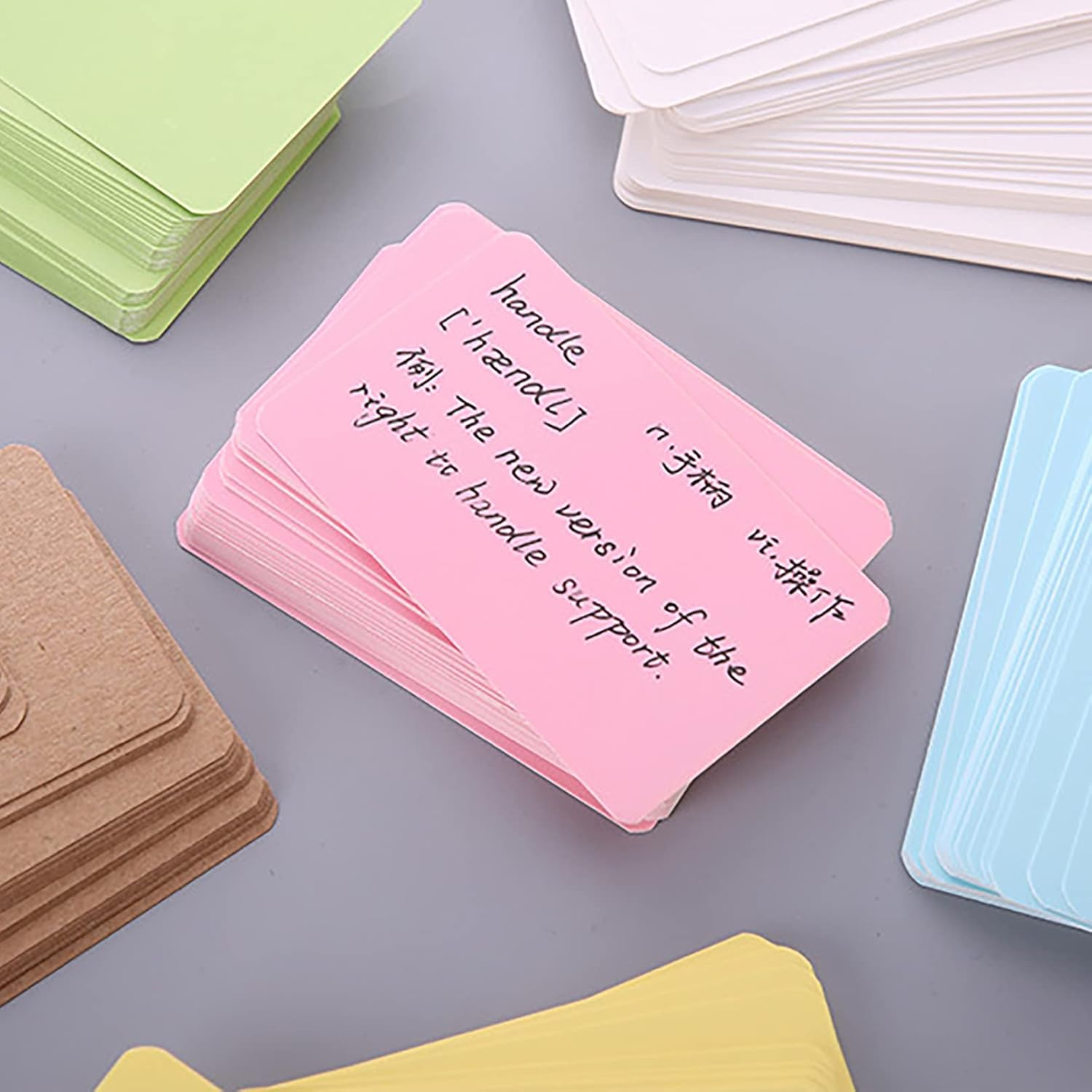 VANRA 300PCS Small Blank Index Cards 3.5X2 Inches Note Cards Study Flash Cards, Word Message Gift DIY Cards Kraft Paper Tags (Assorted Colors Light, 300/Pack) - Assorted Colors Light image number 4