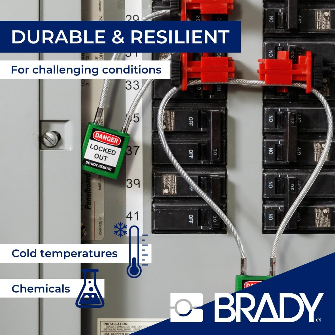 Compact Cable Security Padlock 32Mm X 16Mm Red (Pack of 6) - Yellow image number 2