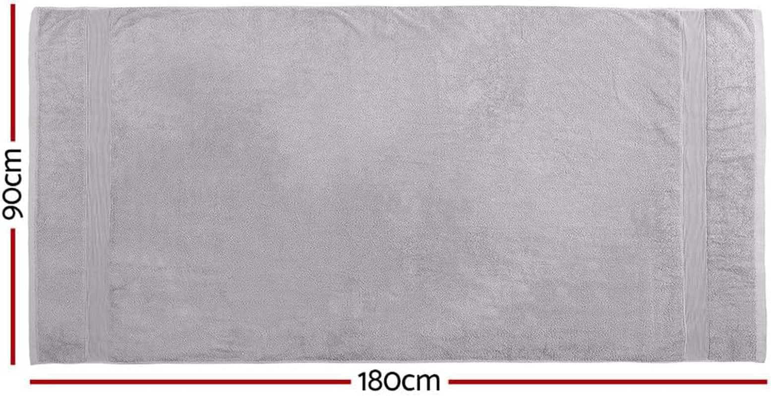 2 Pack Bath Sheets Set Cotton Large Towels Extra Soft Towel 180Cm X 90Cm Grey image number 2