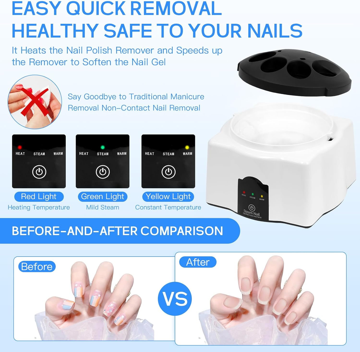 36W Steam Nail Polish Remover Machine,Lxiangn Electric Nail Soaking Bowl Nail Steamer Gel Nail Polishing Remover for Acrylic Nail Salon image number 2