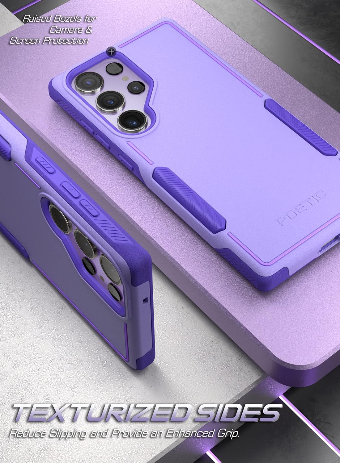 Poetic Neon Dual Layer Case for Galaxy S23 Ultra 5G (6.8") - Slim Shockproof & Water Resistant Cover, Purple - Light Pink image number 4