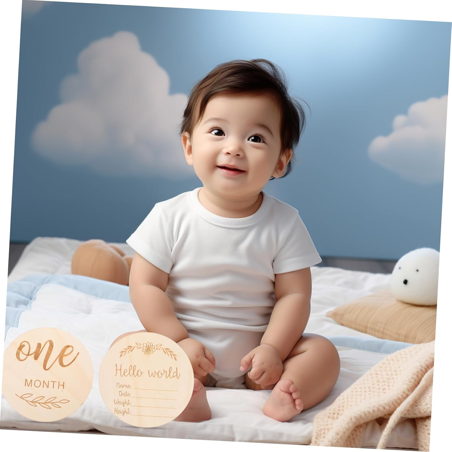 12Pcs Wooden Milestone Signs Monthly Milestone Cards for Photoshoot Newborn image number 4