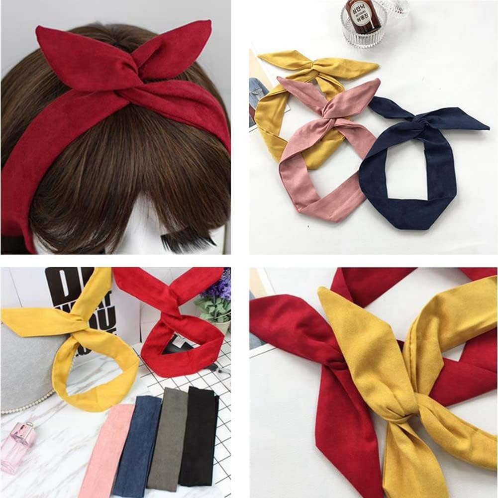 SHTGOI Bendable Headbands Vintage Headband Twist Bow Wired Headbands Iron Wire Rabbit Ears Headband Bow Hair Band Hair Accessories for Women Girls image number 2