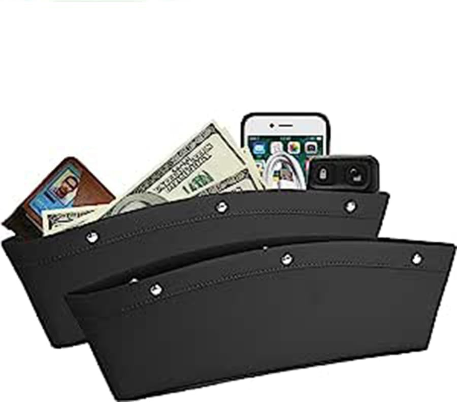 2 Set Car Seat Gap Organizer, Car Seat Gap Filler, PU Full Leather Car Seat Crevice Storage Box Universal Fit in between Car Seat Catcher for Phone Keys Cards Pens Coins image number 5
