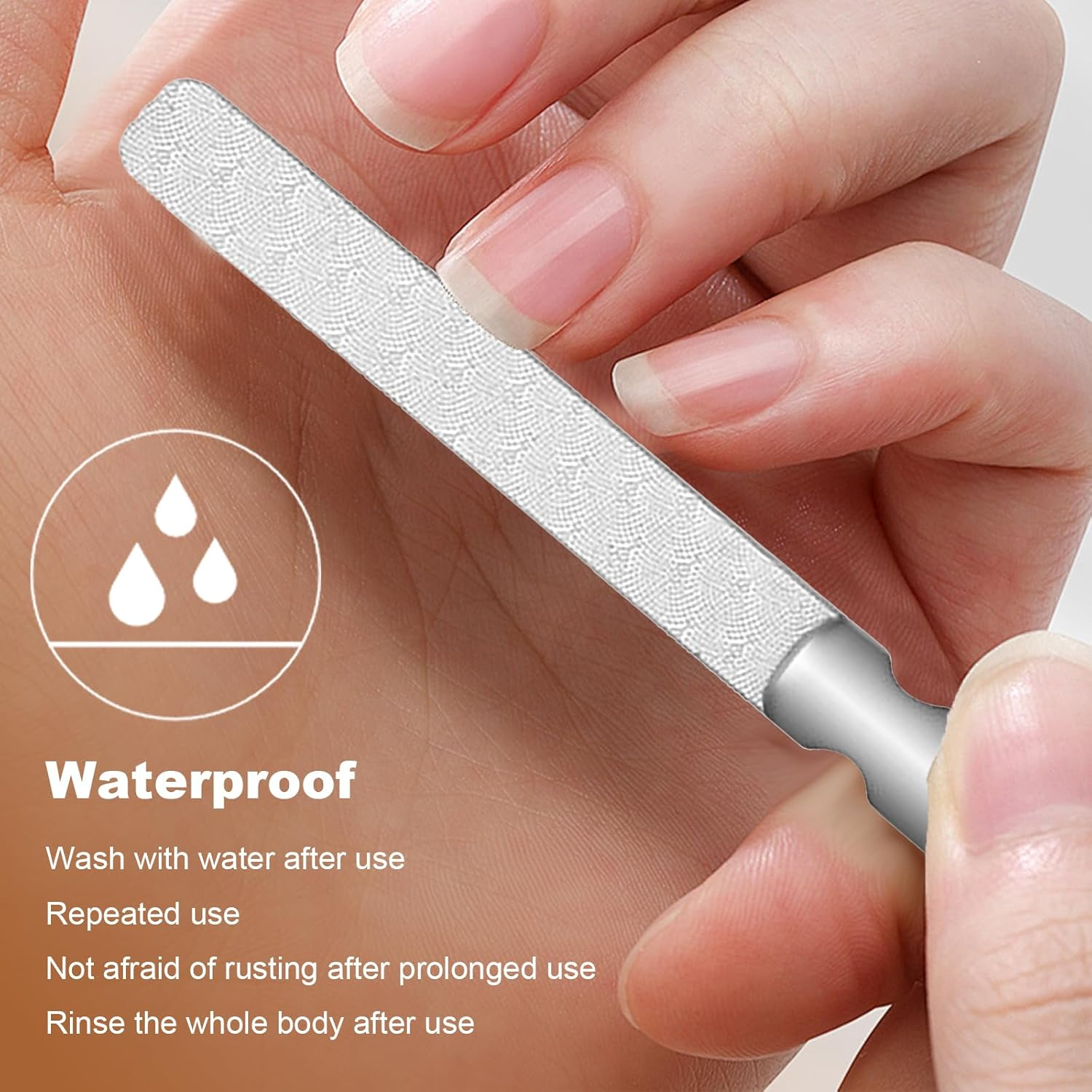 DAJING Professional Stainless Steel Nail Files - Double Sided, Heavy Duty, Non-Slip Handle, Perfect for Natural Nails, Toenails, and Pets, Includes Leather Case image number 3