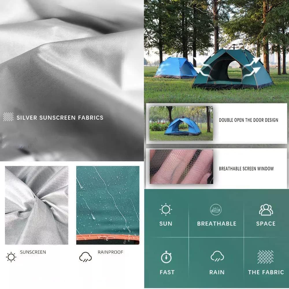 Camping Tent 3-4 Persons, Annuoyi Pop up Tents Removable Instant Tent 2 Door Breathable Waterproof UV Protection, Family Dome Tent for Family Outdoor Sports Travel Picnic with Carrying Bag image number 2