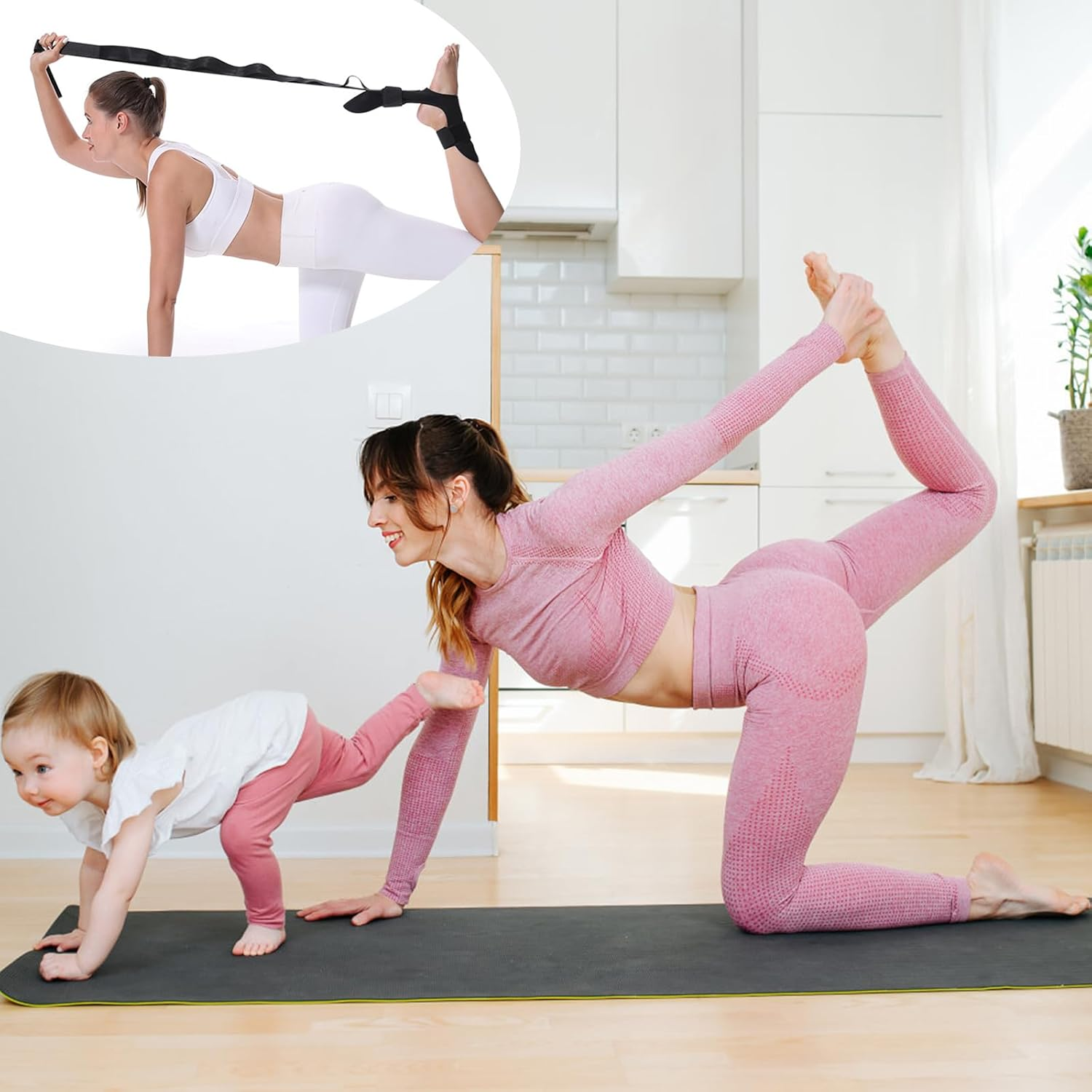 Yoga Stretching Strap, Yoga Strap Leg Stretcher, Ligament Stretcher Belt with Loops, Foot Stretch Assist, Fascia Stretcher for Physical Therapy, Plantar Fasciitis Relief, Gymnastics image number 6