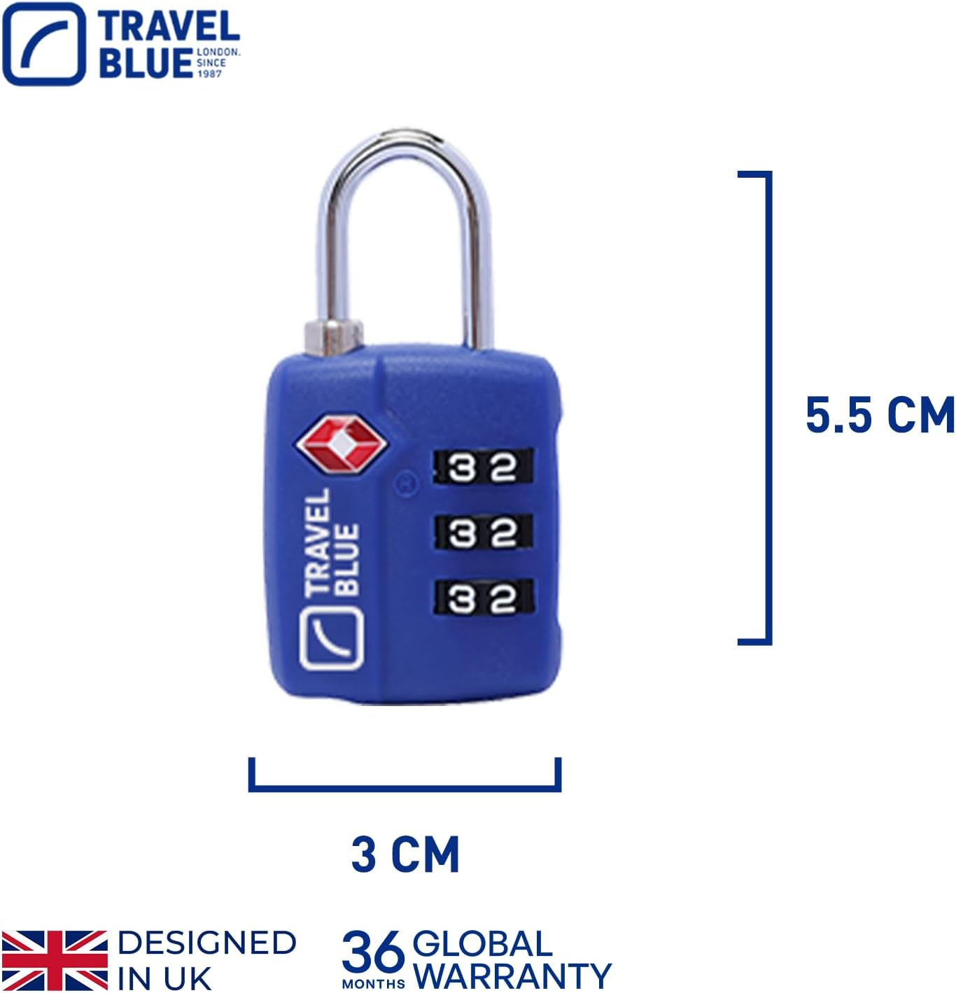 Travel Blue Combination Locks (TSA Classic, Blue, Single)