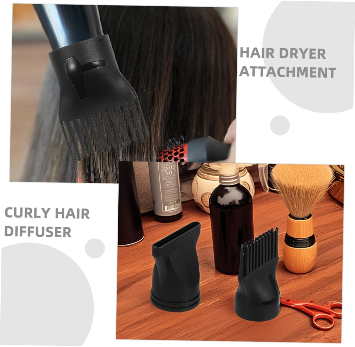 HEATSHAKING 6Pcs Hair Dryer Comb Nozzle Diffuser Attachment for Barbershop Travel and Home Use image number 5