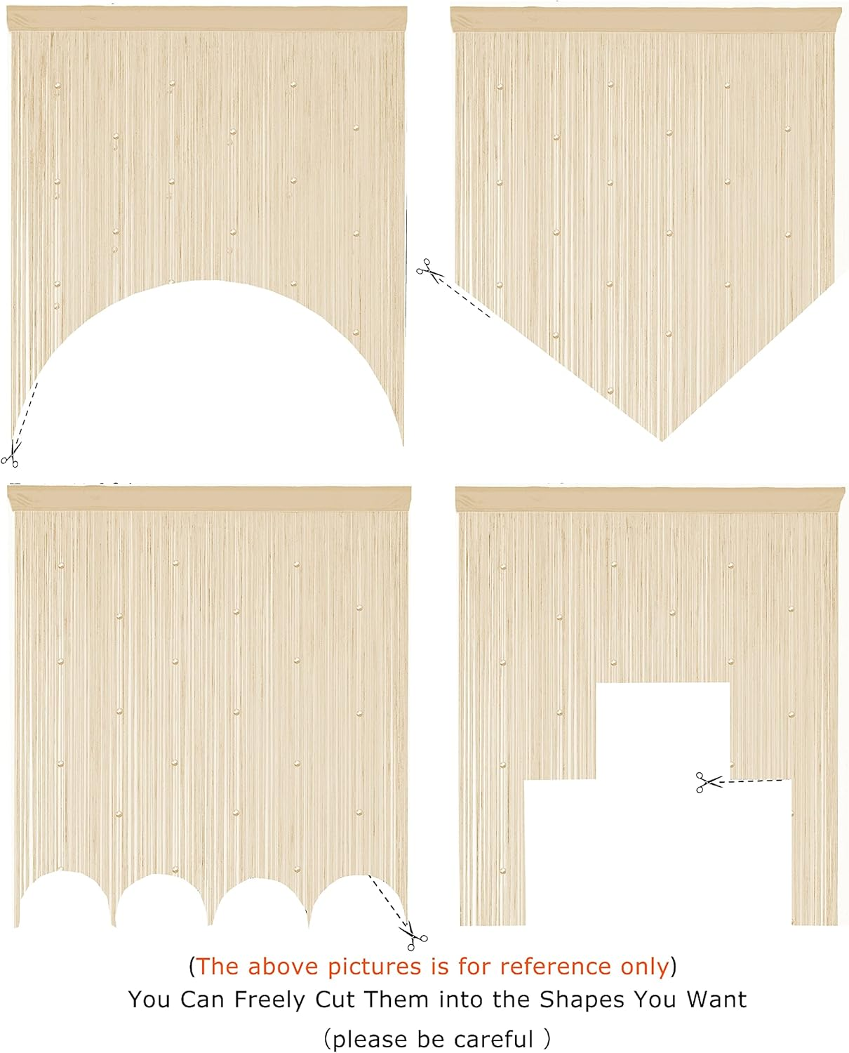 Yaoyue Beaded Curtain Door String Curtains for Doorway Tassels Beads Hanging Fringe Hippie Room Divider Window Hallway Entrance Wall Closet Bedroom Privacy Decor (39&times;79In/100&times;200Cm, Champagne) image number 6