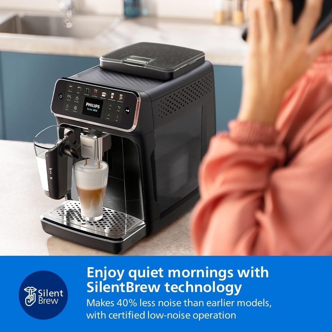 Philips 4400 Series Fully Automatic Espresso Machine &ndash; 12 Hot & Iced Coffees, Quick-To-Clean Lattego Milk System, Silentbrew, Quickstart, Ceramic Grinder, New 2025 Model, Black (EP4441/20) image number 2