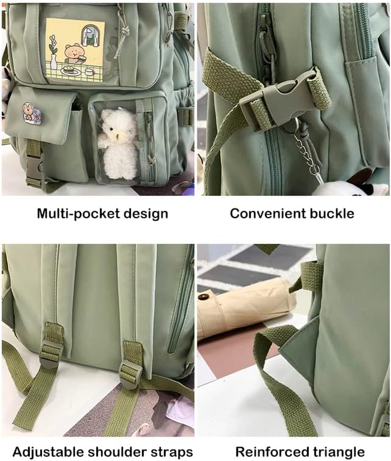 BXCNCKD Kawaii Backpack with Pins Kawaii School Backpack Cute Backpack Cute Kawaii School Backpack&hellip; - Black image number 7