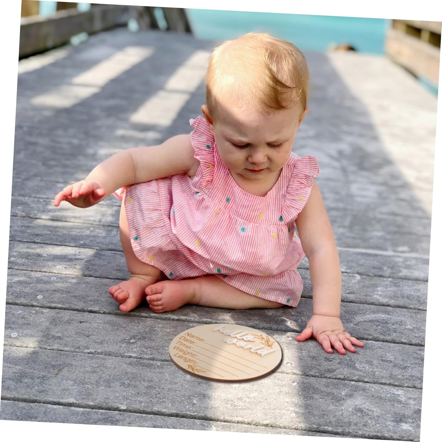 2Pcs Wooden Birth Announcement Sign Monthly Milestone Discs for Newborn Photography Nursery Decor and Hospital Use Celebrate Growth with Natural Wood