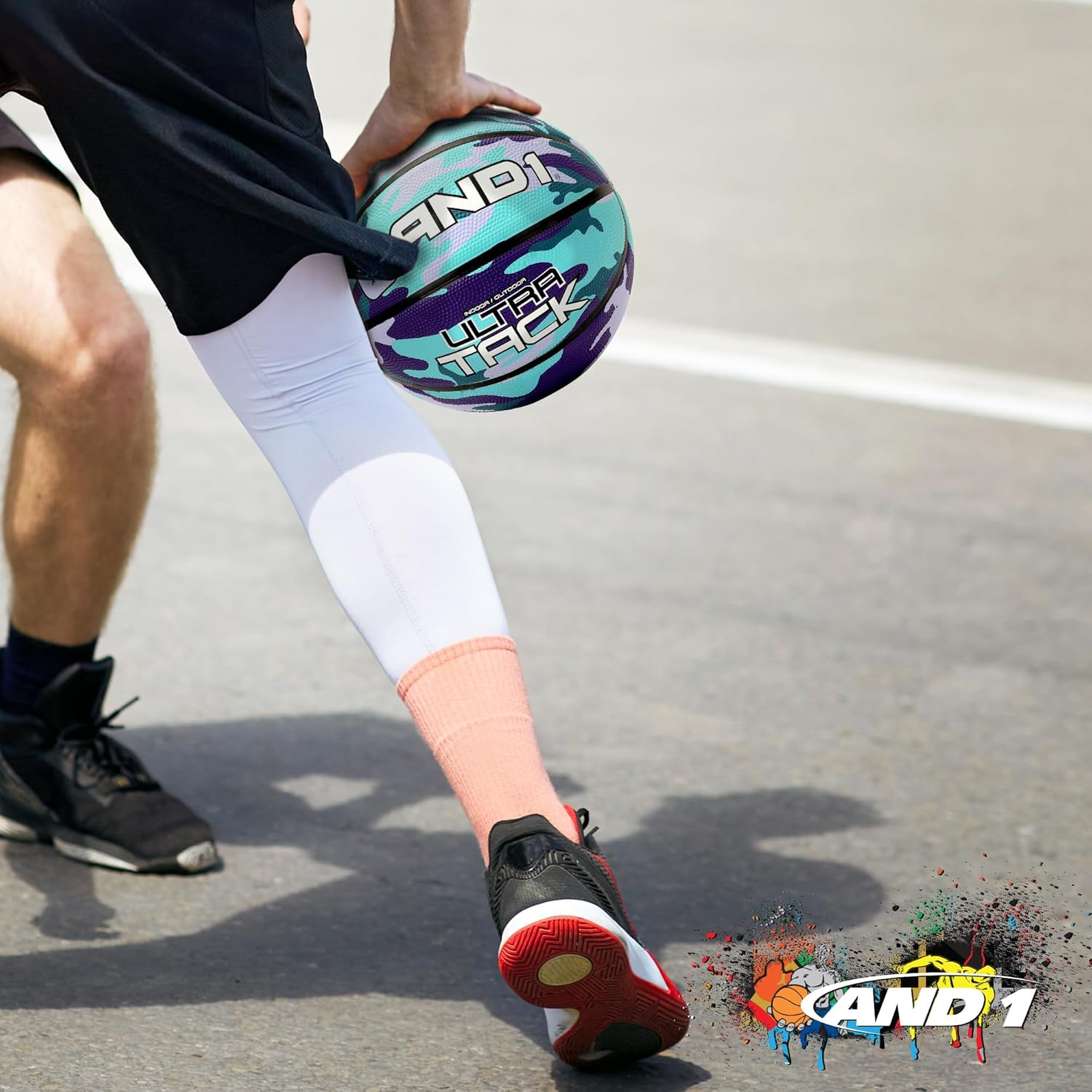 AND1 Ultra Grip Basketball: Official Regulation Size 7 (29.5 Inches) Rubber- Deep Channel Construction Streetball, Made for Indoor Outdoor Basketball Games image number 2