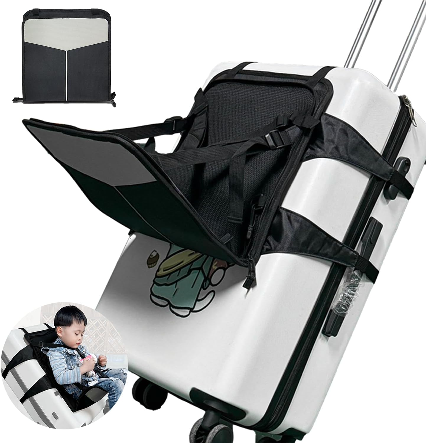 STFALI Travel Seat for Kids, Kids Travel Essentials Portable Ride on Luggage for Kids, Foldable Travel Seat for Kids with Seat Belt, Travel Essentials for Flying Suitable for Toddlers 1-3