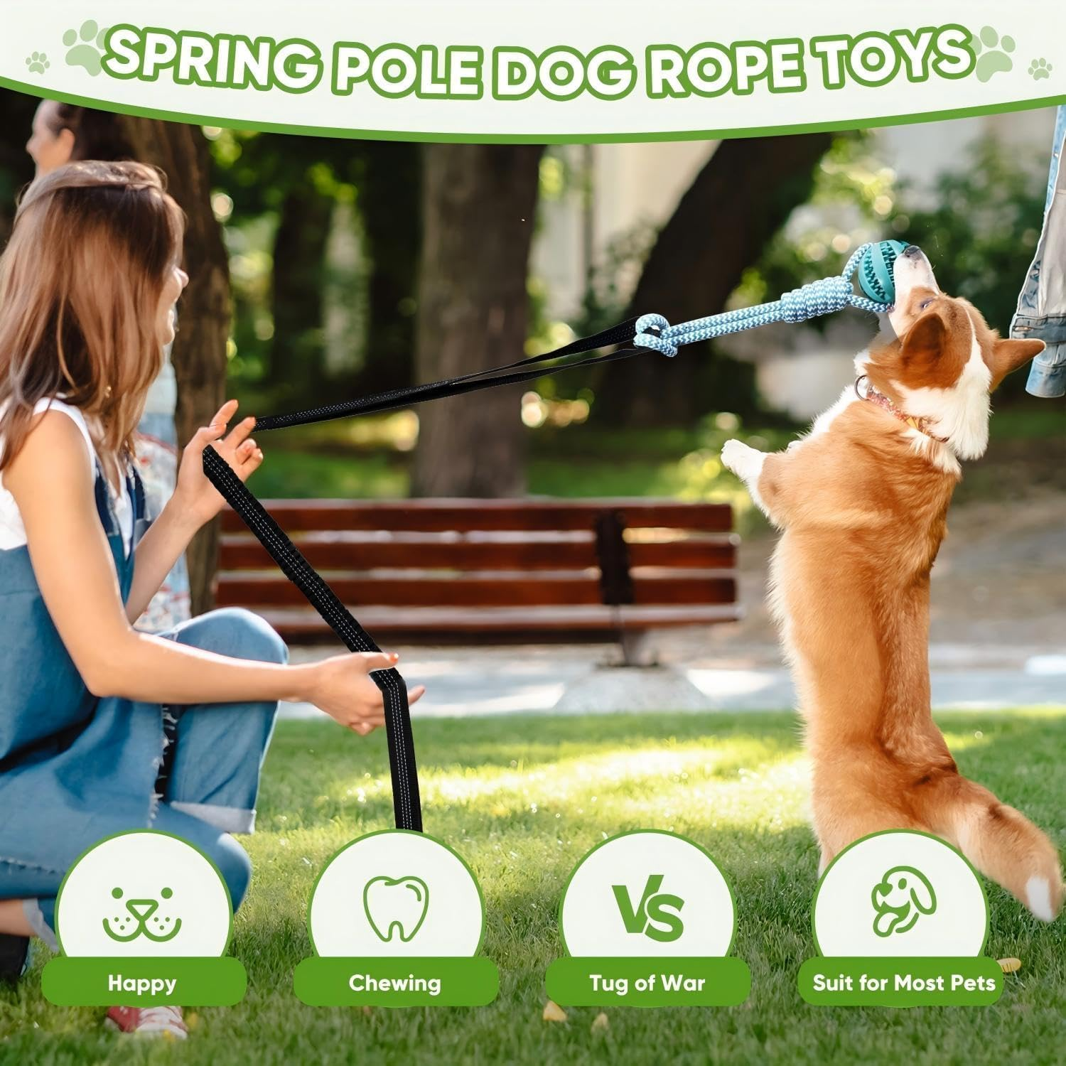 Vsgaalge Interactive Dog Toys Tug of War Dog Toy for Small Medium Dogs,Teething Rope for Teeth Cleaning,Puzzle Ball for Chewing,Dog Bungee Tug Toy Kit image number 5