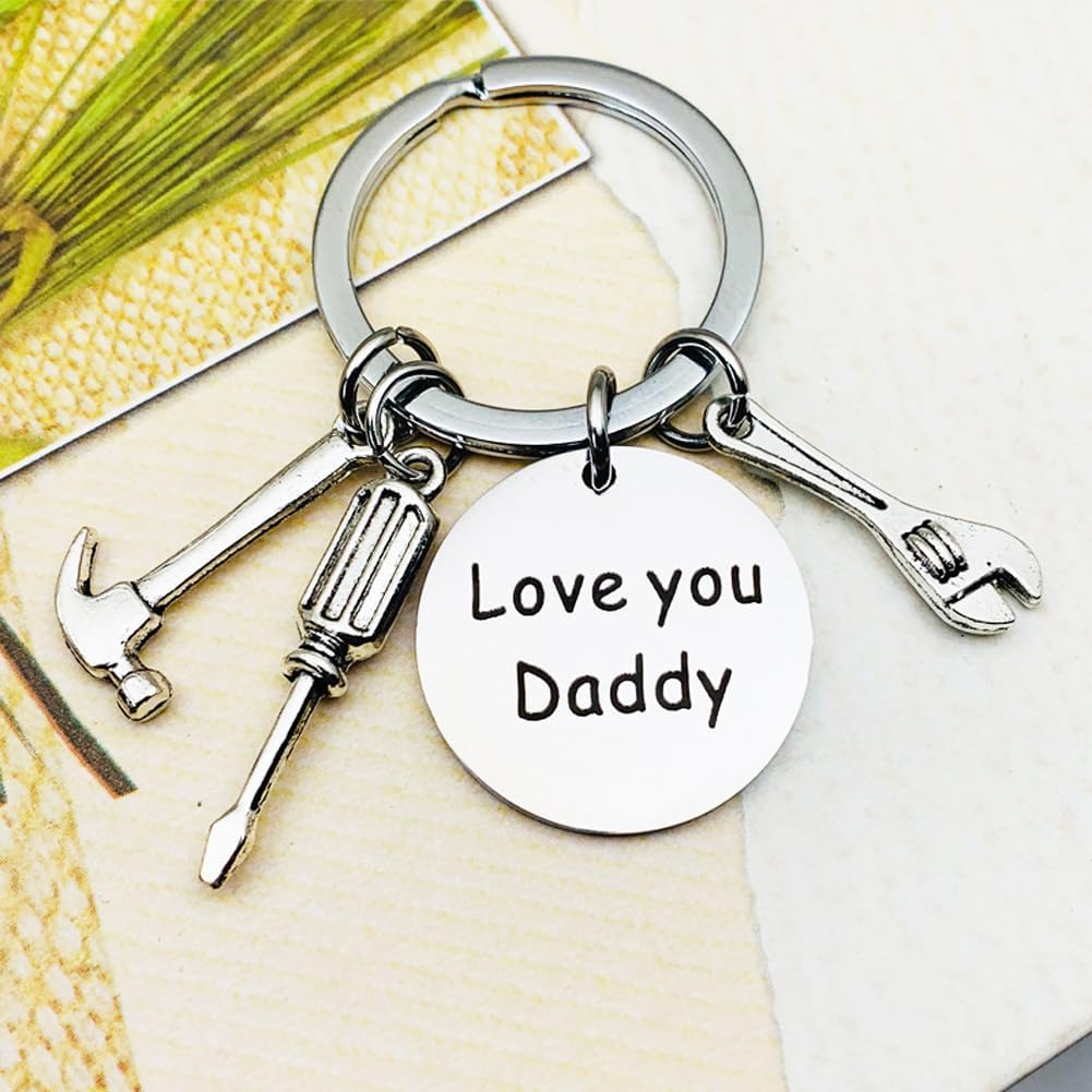 Keychain,Fathers Day Birthday Gifts for Father Dad, with Engraving 'LOVE YOU Daddy' for Best Dad Daddy Christmas Presents for Father Man'S Keychain image number 5