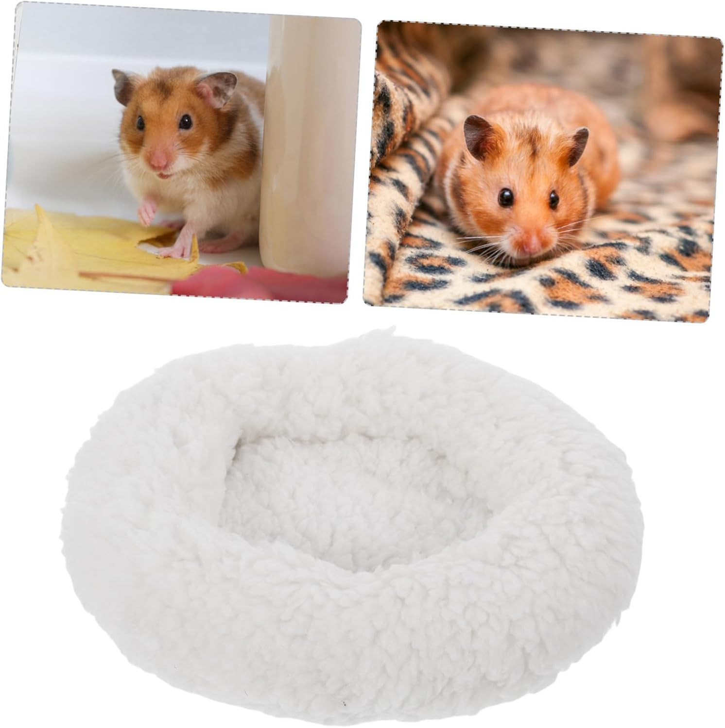 HYTROVE Guinea Pig Bedding Hedgehog Bed Warm Fleece Small Animal Heating Pad Soft Nest for Winter Rabbit Bedding - Beige image number 4