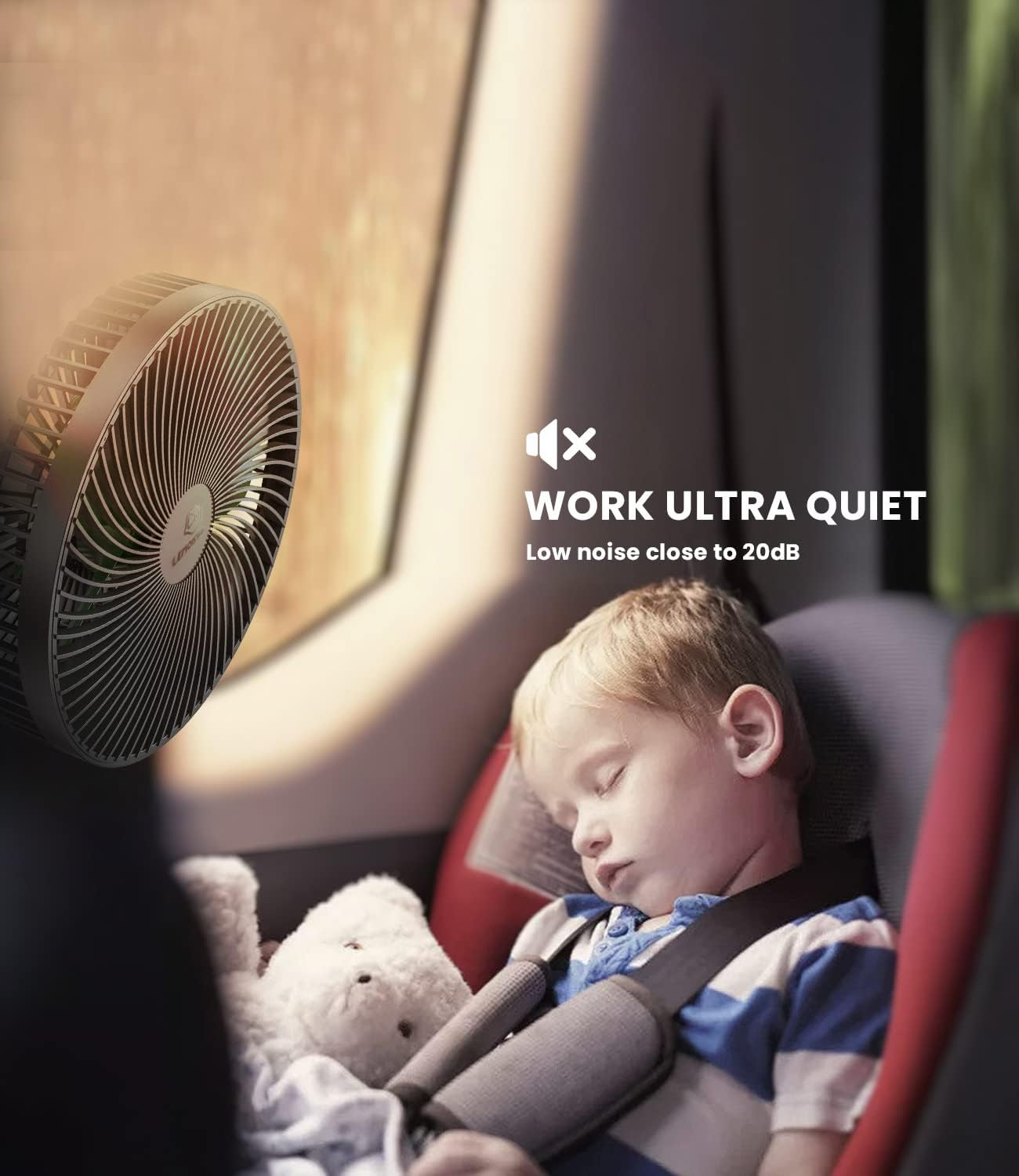 LEMOISTAR 12V/24V Car Fan, 8 Inch Big Size Electric Car Fan with Hook, Stepless Speed Control Cooling Air Fan with Cigarette Lighter for Vehicles, SUV, RV