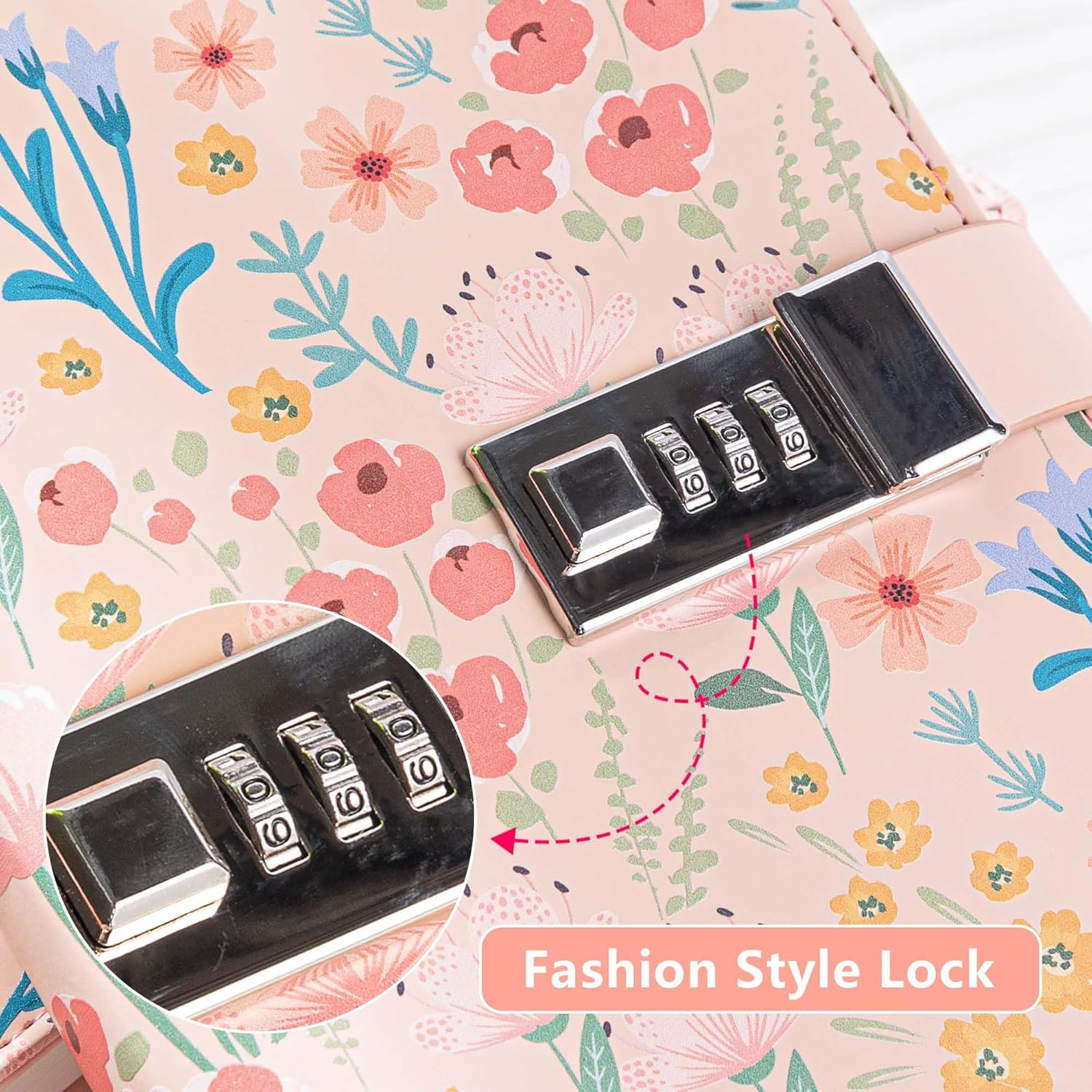 MGGAO Diary with Lock, Locked Journal for Women Girls, Refillable Water-Proof PU Leather Journal with 224 Lined Paper, B6 Secret Personal Daily Journal, Stylish Silver Locking Diary image number 1