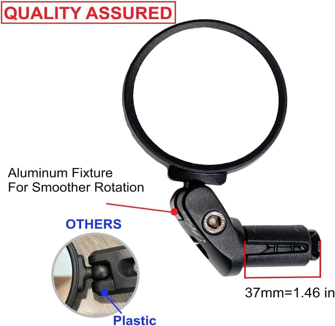 Hafny Bar End Bike Mirror, Stainless Steel Lens, Safe Rearview Mirror (Black 62 Diameter * 2PCS) image number 2