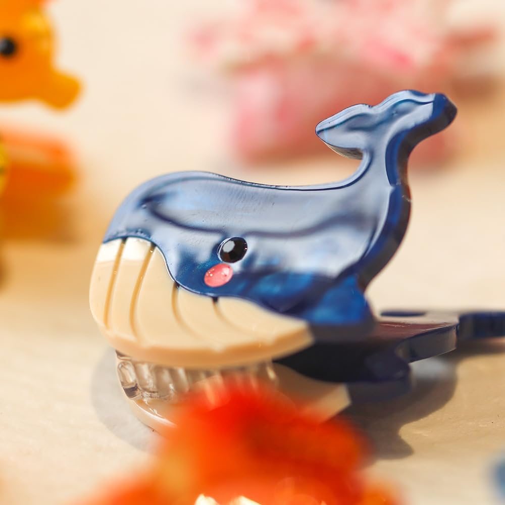 6PCS Sea Animals Small Hair Claw Clips for Women Girls Mini Ocean Hair Clip Hair Accessories with Sturdy Grip White Elephant Gifts image number 4