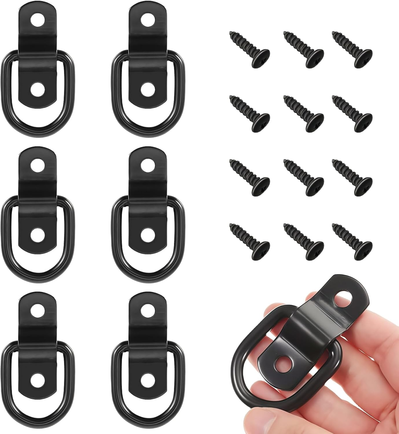 Daryunk 6 Pack D Ring Tie Downs, Stainless Steel Heavy Duty Tie down D Rings, D-Rings Tie Downs Trailer Anchors, for Cargo Safety in Trucks, Boats, Vans and Trailers