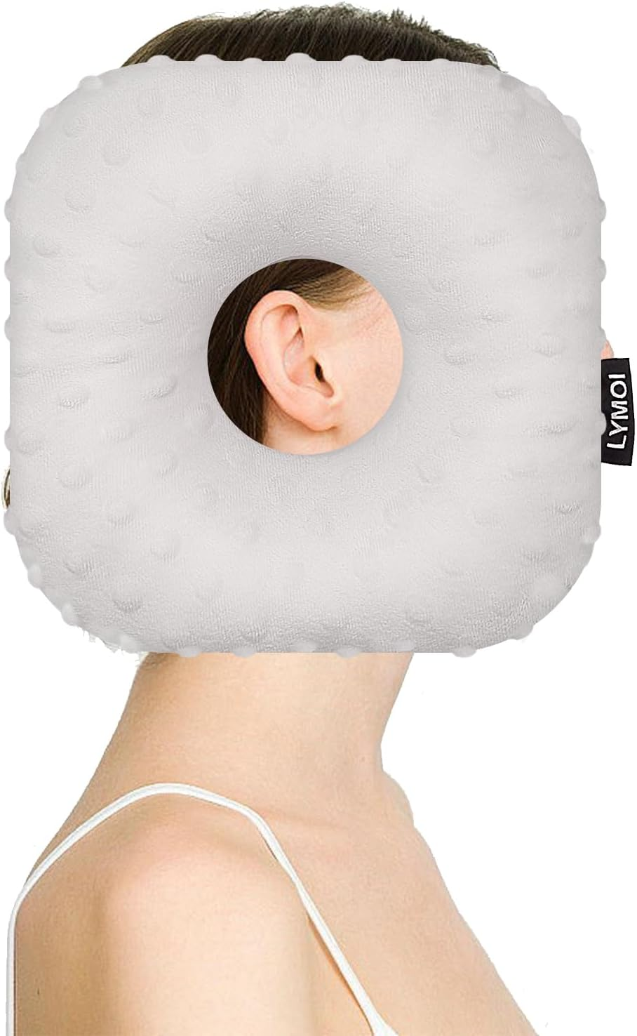 Large Ear Piercing Pillow for Side Sleepers, Side Sleeping Pillow, Ear Protector Pillows with Holes for Ear Pain CNH Piercing Pain Relief Ear Inflammation Pressure Sores Minky Dot (Pink)