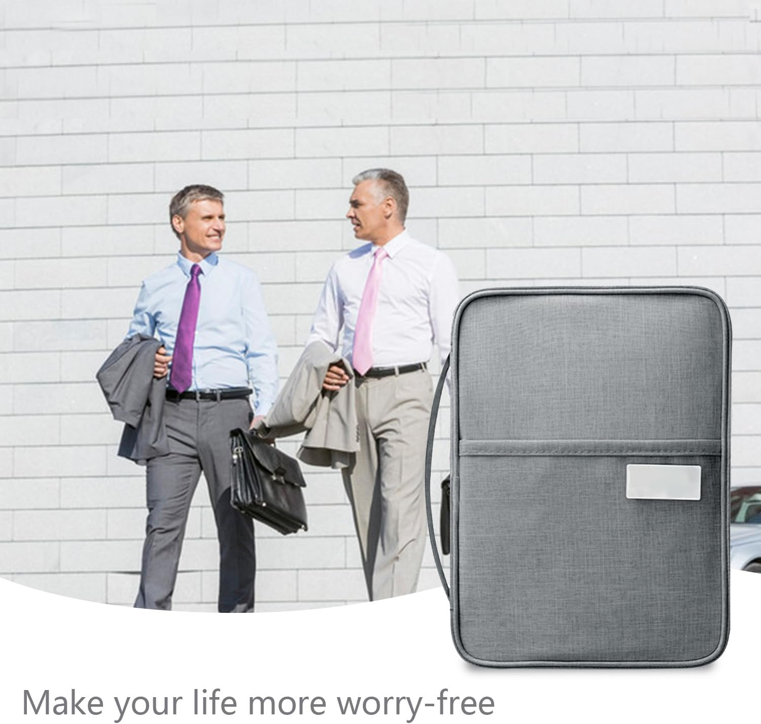 TAFACE 1 Passport Holder with 6 Cable Ties and 1 Carabiner, Practical Card Holder, Waterproof Passport Cover, Travel Document Case, Suitable for Credit Card Storage, Train Tickets (Grey), Gray, 25,5 * 18,5 * 2 Cm, Casual image number 1