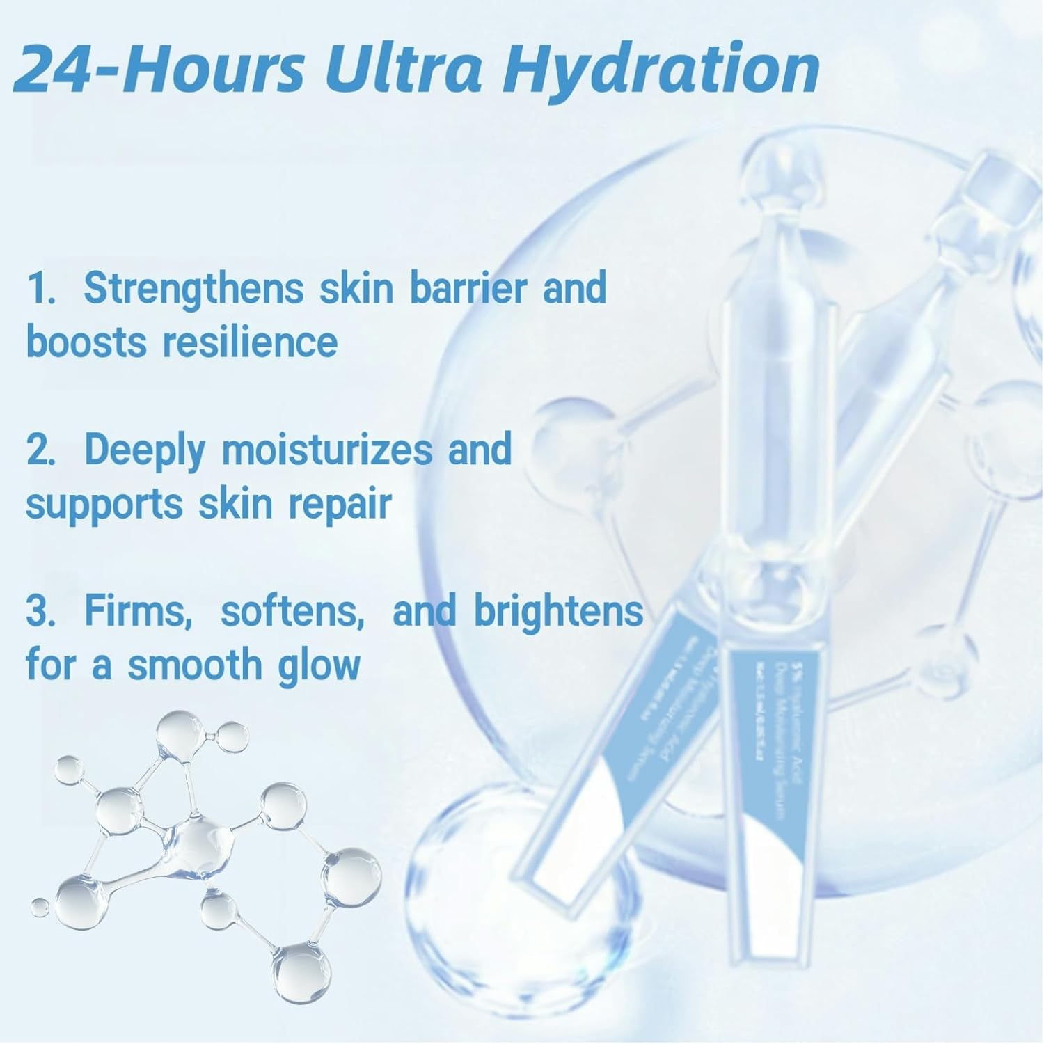 5% Hyaluronic Acid Serum, Deep Hydration & Skin Barrier Support, 30Pcs Single-Use Serums, Fast Absorbing Anti-Wrinkle Face Serum