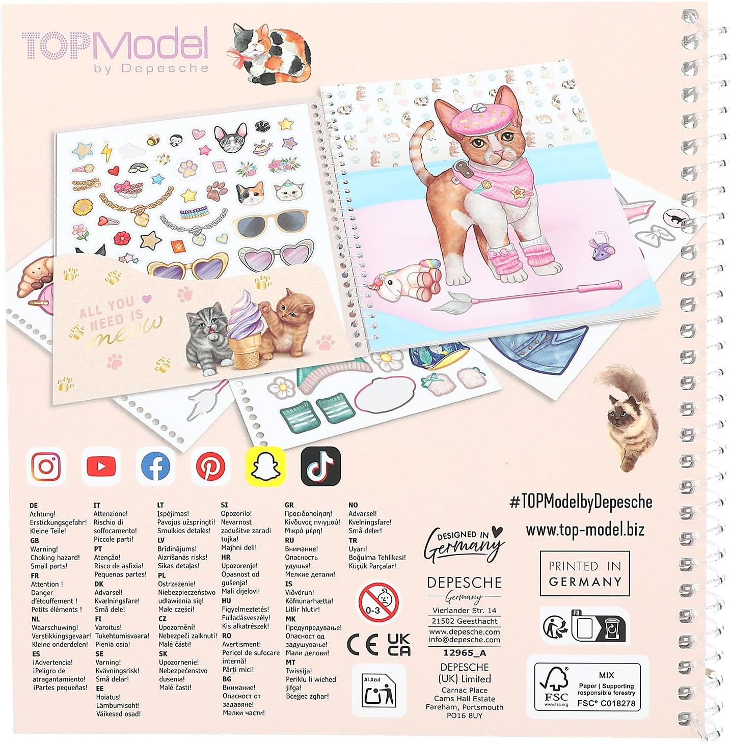 Topmodel 0412965 Dress Me up Kitty Sticker Book