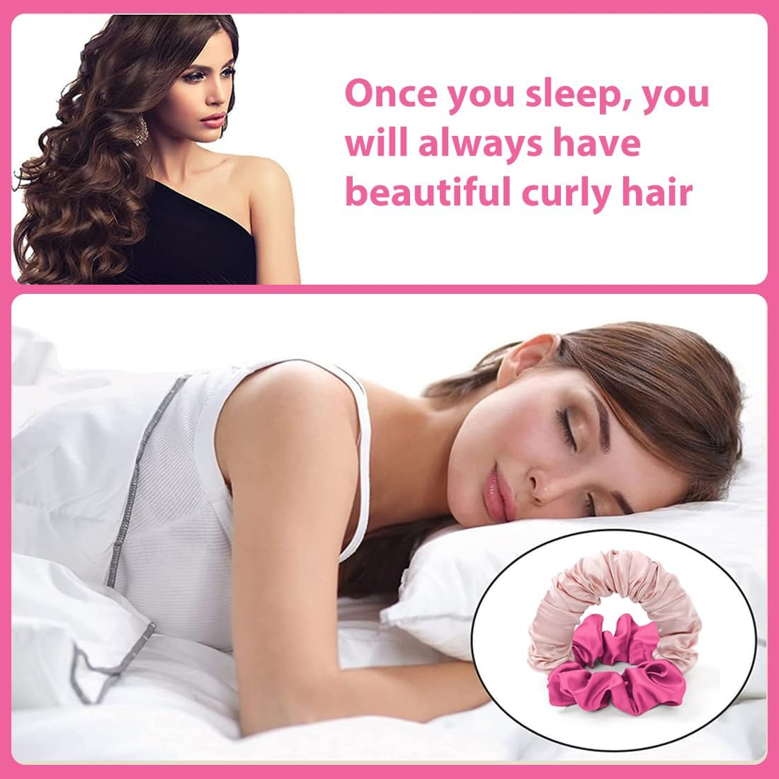 GXGM Heatless Curls, Soft Sleep Tie Scrunchie, Scrunchie a Rullo Senza Calore per Capelli Lunghi (A) image number 6