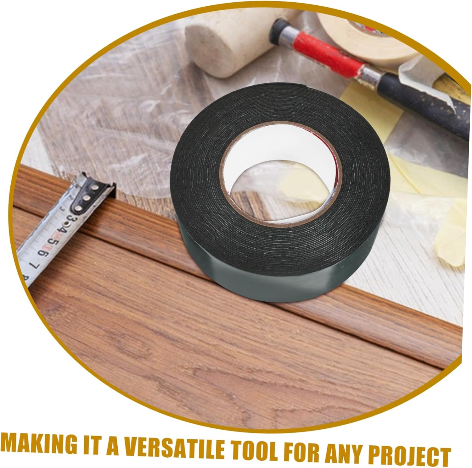 High Bond Strength Double-Sided Foam Tape Adhesive Tape for Cars Homes Led Strips Black Weatherproof image number 5