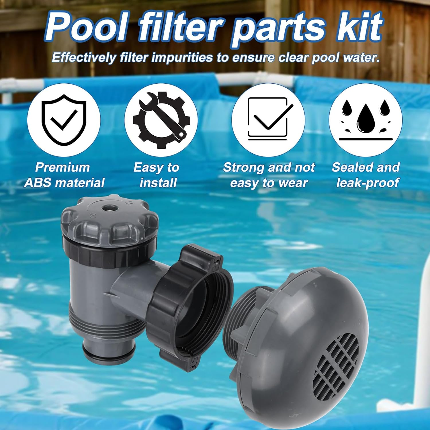On/Off Plunger Valve with Strainer for P6H1317, On/Off Plunger Valve Easy Adjustment Replacement Parts for Above-Ground Pool Filter Pump Compatible with Intex Coleman Hnemix image number 4
