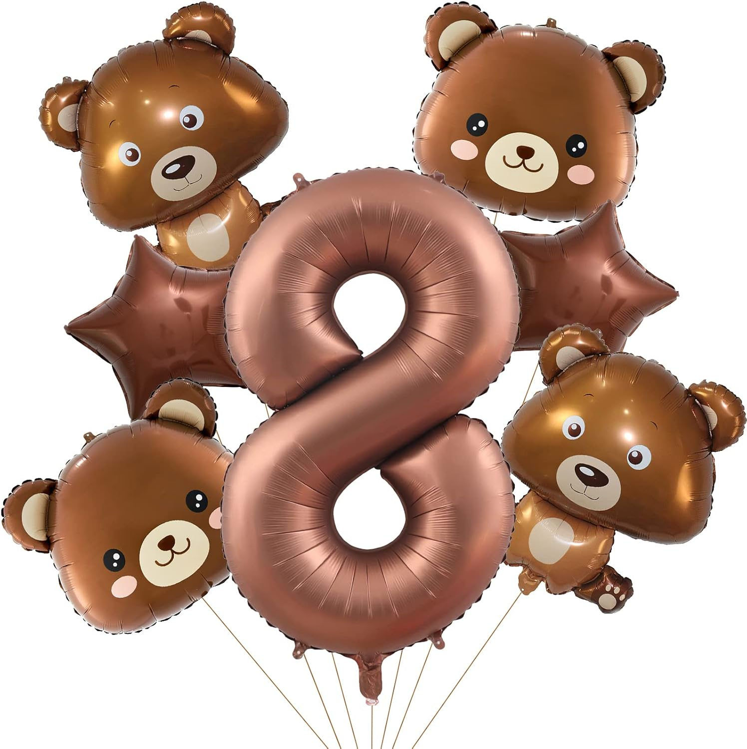 Bear Birthday Balloons,40 Inch Bear Number Balloon,Baby Shower Decorations Foil Animal Balloons (8Th) image number 6