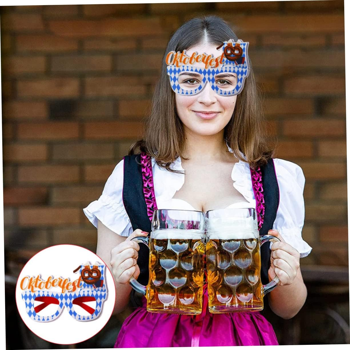 LABRIMP Oktoberfest Party Glasses Beer Mug Design Lightweight and Comfortable Photo Props for Adults and Festive Masquerade and Carnival Accessories image number 5