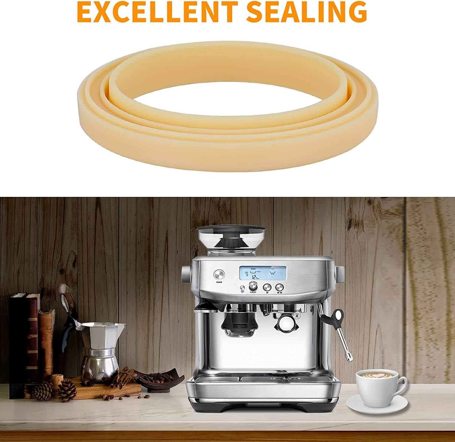 KANZEE 2X Coffee Espresso Machine Brew Group Head Seal Gasket for - BES810 BES840 BES860 BES870 BES860/02.6 SP0001474, 54Mm Silicone Ring, Espresso Barista Express Accessories, Breville Barista Express Parts image number 1