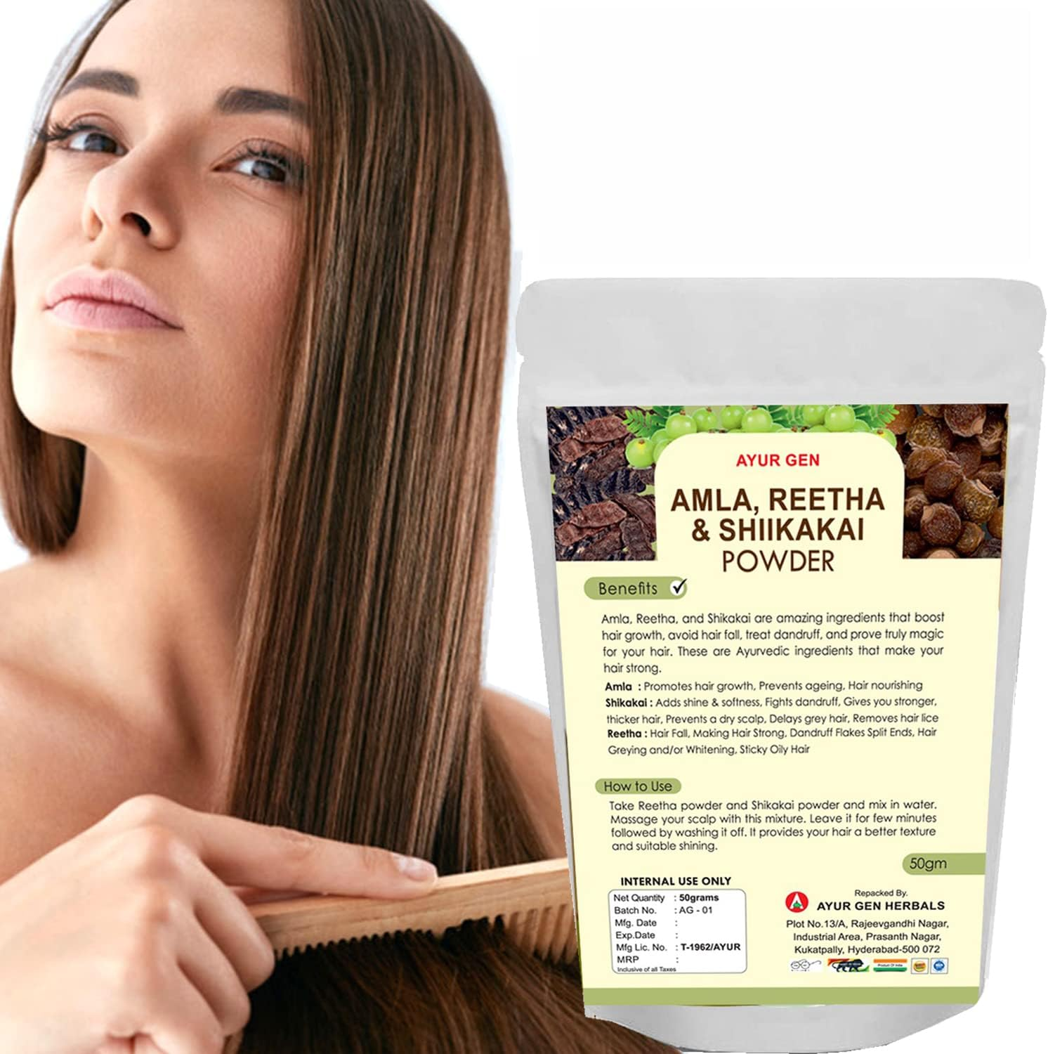 Amla, Reetha & Shikakai Powder - Hair Pack Powder for Hair Growth, Strong Scalp and Shiny Hair image number 2
