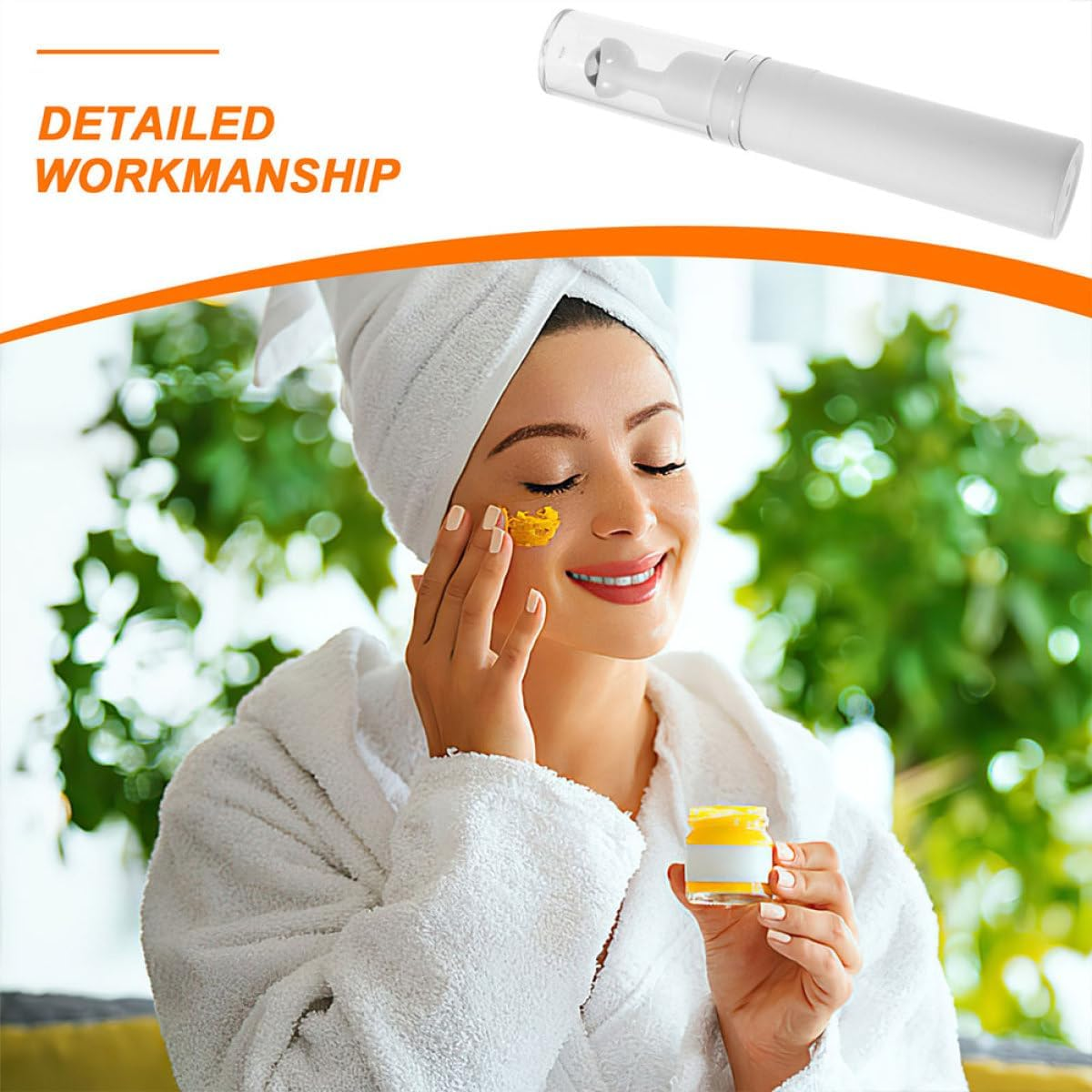 Refillable Roller Ball Eye Cream Bottle 15Ml White Vacuum Serum Container Portable Travel Eye Serum Applicator for Skincare and Massage image number 2