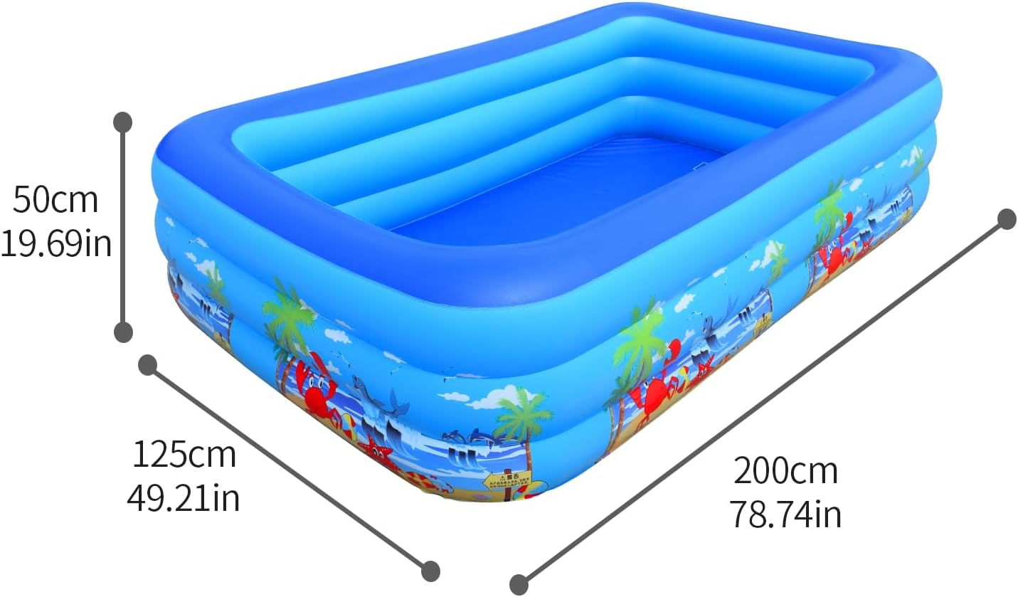 Baiao Inflatable Swimming Pool, Inflatable Swimming Pool for Adults, 78.7" Thickened Family Swimming Pool for Family Day, Outdoor, Garden, Backyard, Summer Water Party(200Cm) image number 2