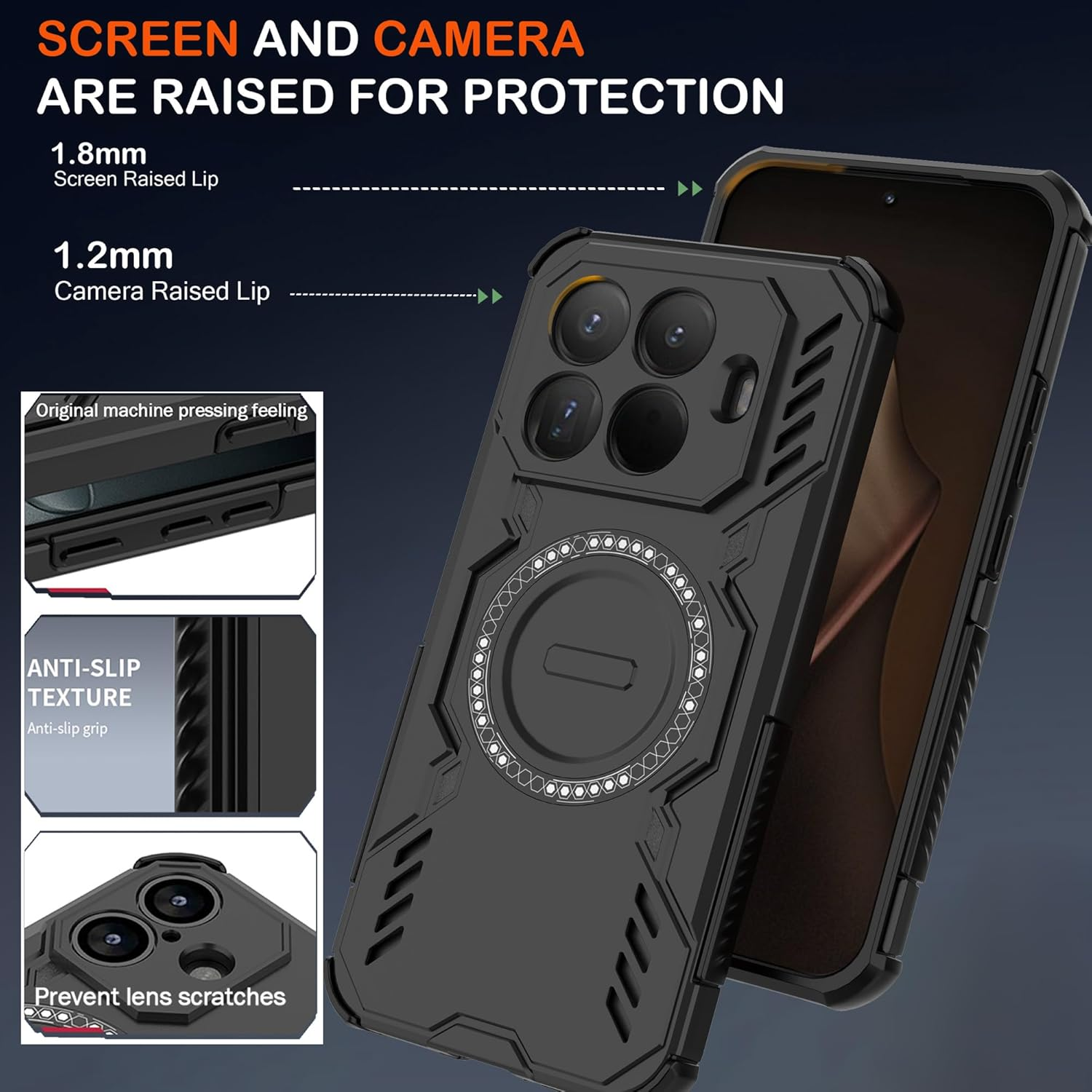 ESHUYI Magnetic Case for Xiaomi 15T Pro, Magsafe Compatible, Shockproof Hard Case with Air Cushion Corners, Heat Dissipation, TPU+PC Hybrid Phone Case, Blue image number 5