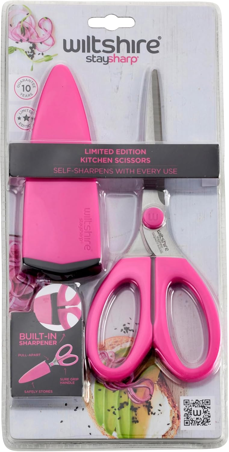 Wiltshire Staysharp Kitchen Scissors with Built-In Sharpener &ndash; Limited Edition Pink, Patented Self-Sharpening System, Soft Touch Pull-Apart Handles and Slim Scabbard image number 3