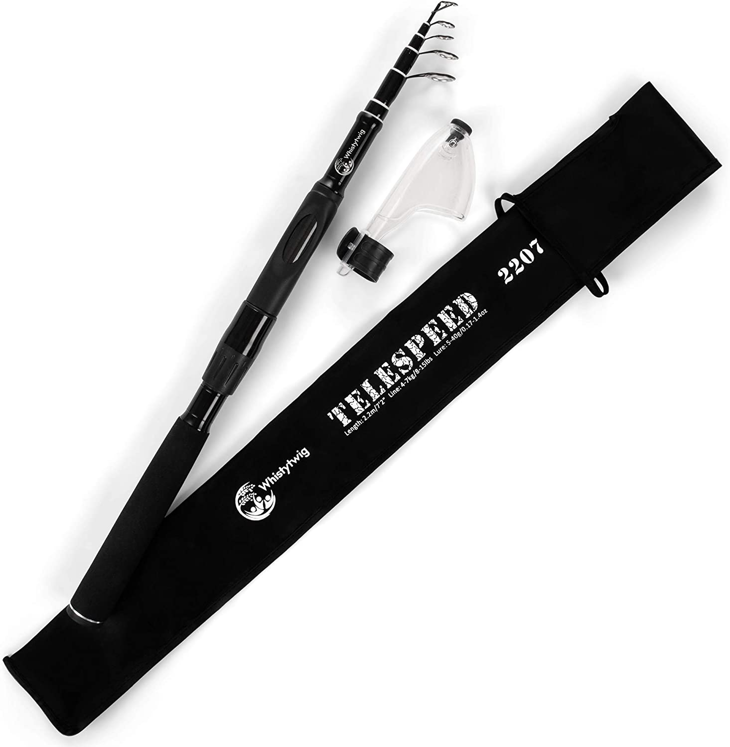 Telescopic Fishing Rod, Lightweight Carbon Fiber - Collapsible Freshwater and Saltwater Fishing Pole for Travel - Durable, Premium Quality Rods, Poles, Gear - Telespeed 2207 image number 1