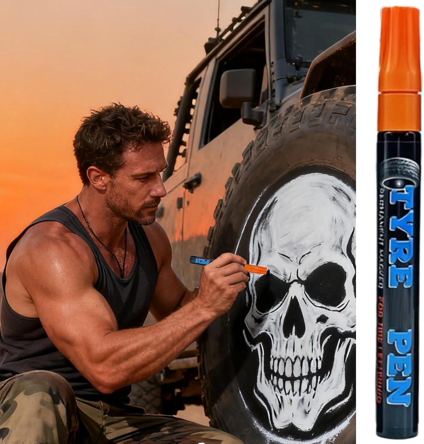 Tire Paint Pen - Erasable Weatherproof Non-Fading Quick Dry Tyre Drawing Marker,Car Wheels Tires Lettering Pen | for Motorcycle, Bikes, Bicycles, Metal, Glass - Brown image number 7