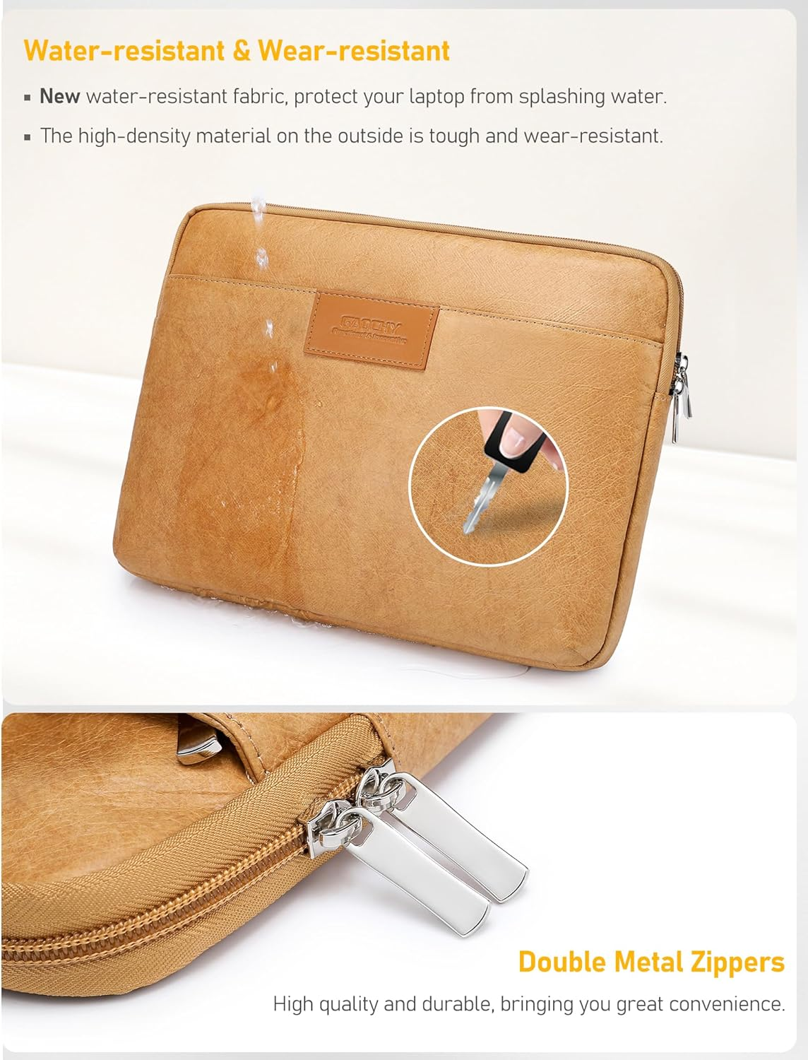 GAOCHY 13.3-14 Inch Tyvek Shockproof Laptop Sleeve, Compatible with 14.2 Inch Macbook Pro 14 M4/M3/M2/M1 Pro/Max 2024-2021, 13.6 Inch Macbook Air 13 M4 2025, Dell XPS 14, 14 Inch HP Laptop, Autumn Oak image number 2