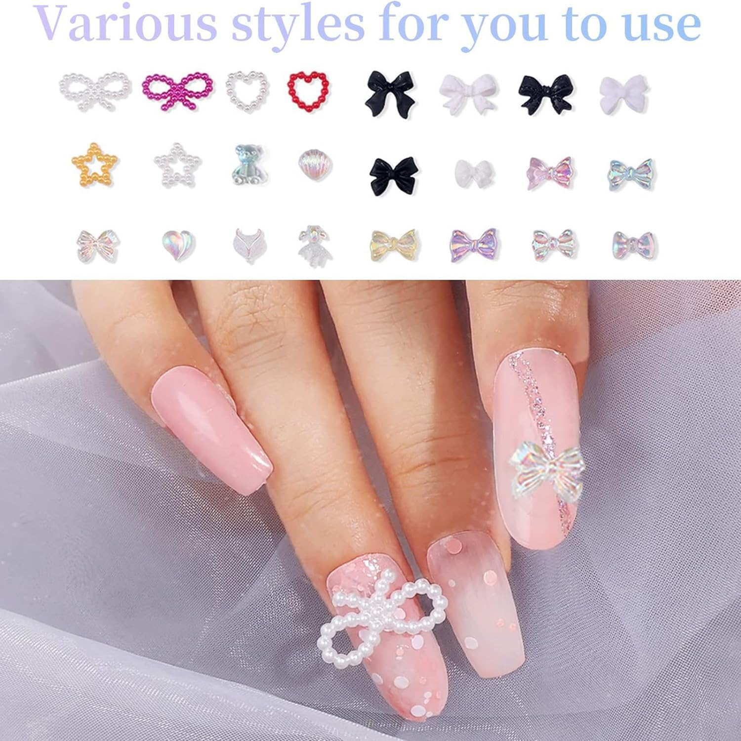 3D Aurora Bow Nail Art Charms - A Pattern image number 4